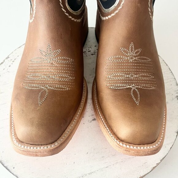 Lane RODEO HOUSTON Mens Cowboy Boots Size 11.5B Brown Leather Western Blunt Toe - Picture 7 of 13
